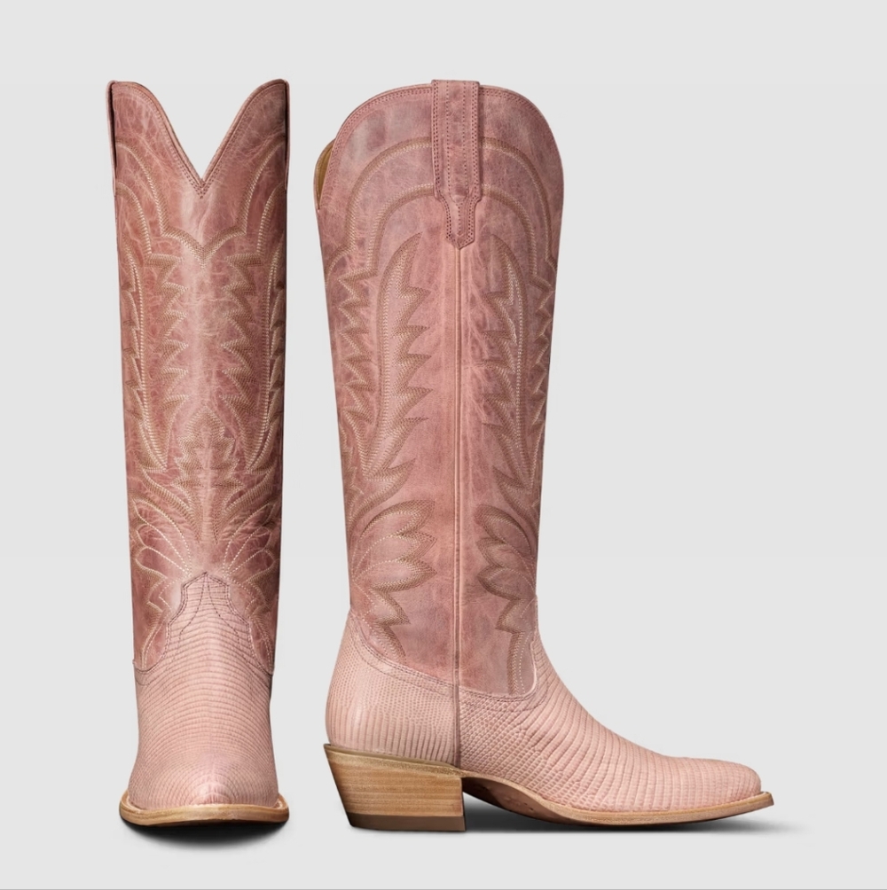 New In Box Tecovas The Abby Pink Frost Lizard Cowgirl Boots